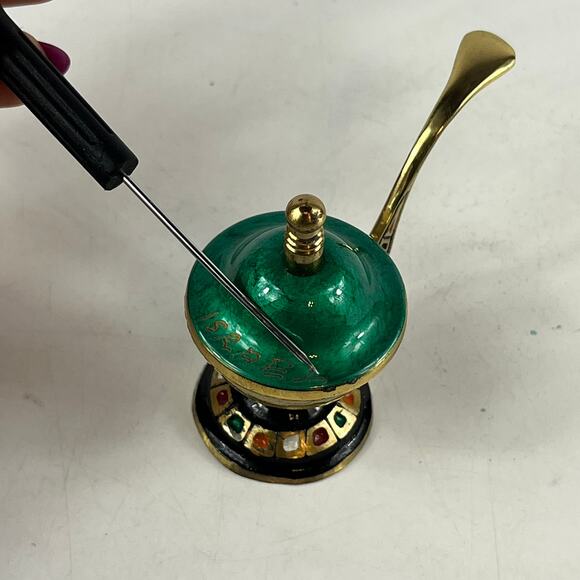 Vtg Brass Enamel Incense Burner Lamp Miniature Handpainted Middle Eastern Decor - Picture 16 of 16